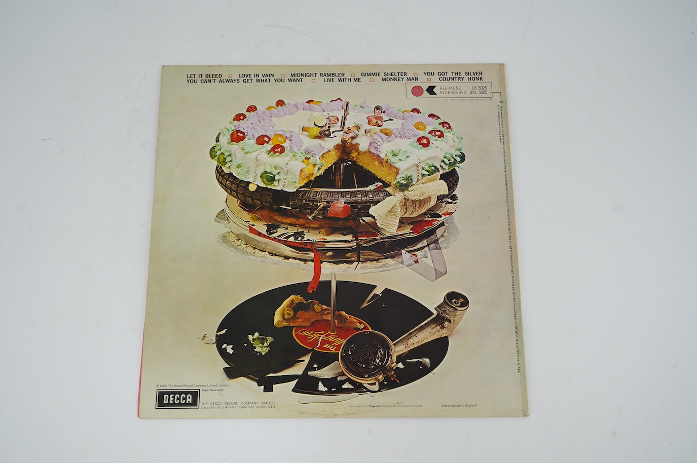 The Rolling Stones; Let it Bleed, mono on Decca LK.5025, XARL-9363.P-2A, with red inner and stickered sleeve. Condition - fair, missing poster